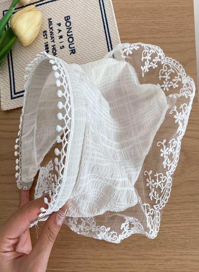 TUCEWP Hair Scarf Headband for Women Girls White Lace Head Kerchief Headband Soft Head Coverings Boho Triangle Bandana Turban Fashion Non Slip Scarves Accessories for Hair Styling Decor - Image 5